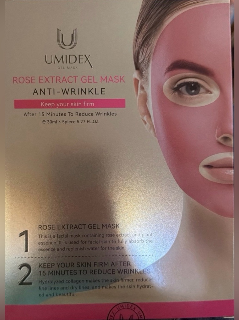 Rose Extract Gel Mask Anti-Wrinkle - Pink - 5 pack